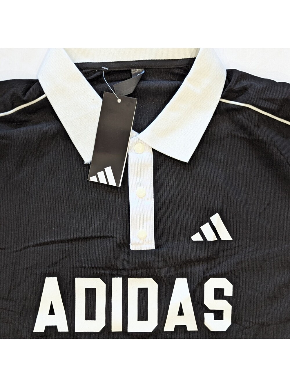 Adidas U Polo Tee Womens S Black White Collegiate Blokecore KW8117 - Picture 4 of 8